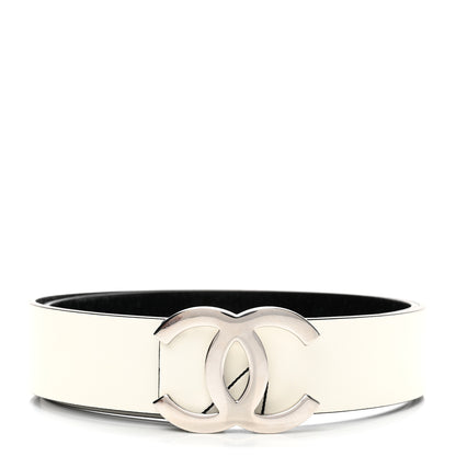 Chanel Calfskin Reversible CC Logo Belt 90 White Black 2 of 7