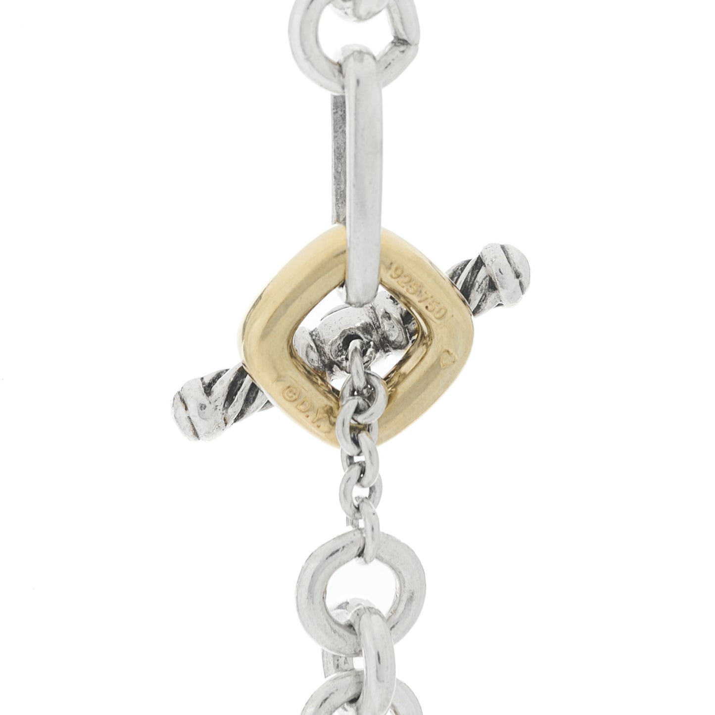 Sterling Silver 18K Yellow Gold Link Figaro Link Toggle Necklace