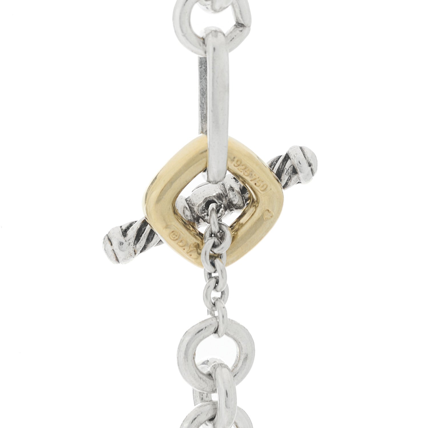 David Yurman Sterling Silver 18K Yellow Gold Link Figaro Link Toggle Necklace 3 of 5