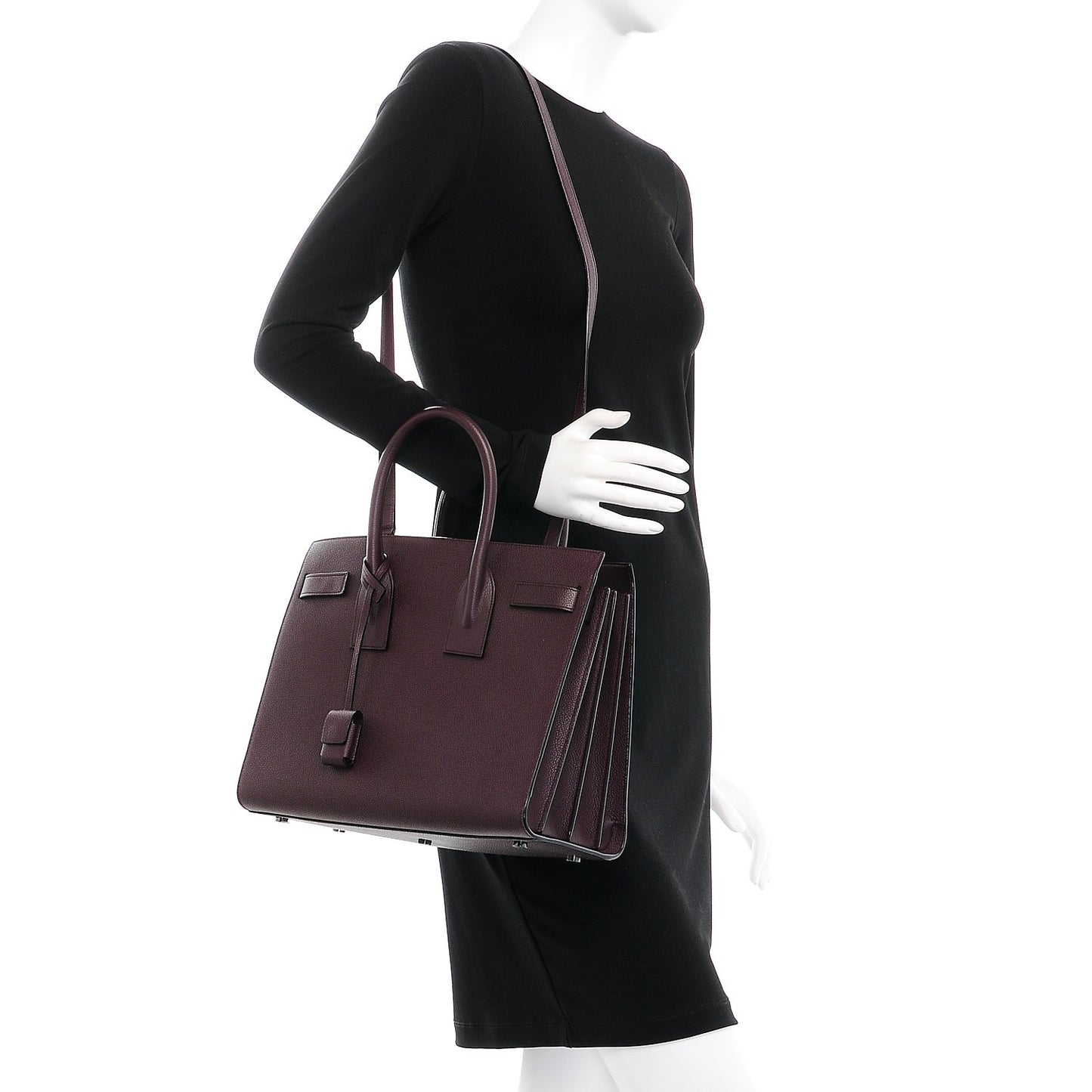 Grained Calfskin Small Classic Sac De Jour Bordeaux