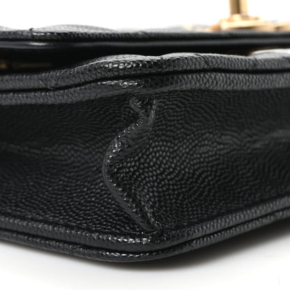 Chanel Caviar Quilted Camellia Wallet On Chain WOC Black 10 of 12