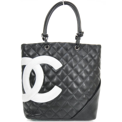 Chanel Calfskin Quilted Medium Cambon Tote Black White 6 of 12