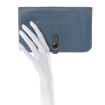Hermes Veau Rodeo Dogon Duo Wallet Blue Jean 2 of 11