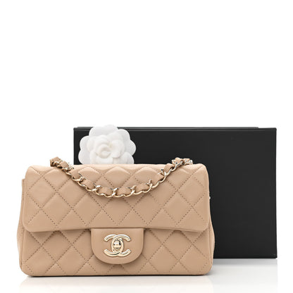 Chanel Lambskin Quilted Mini Rectangular Flap Dark Beige 11 of 11