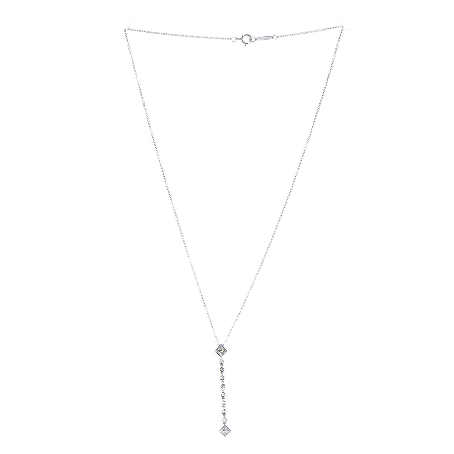 Tiffany Platinum Diamond Grace Pendant Necklace 3 of 7