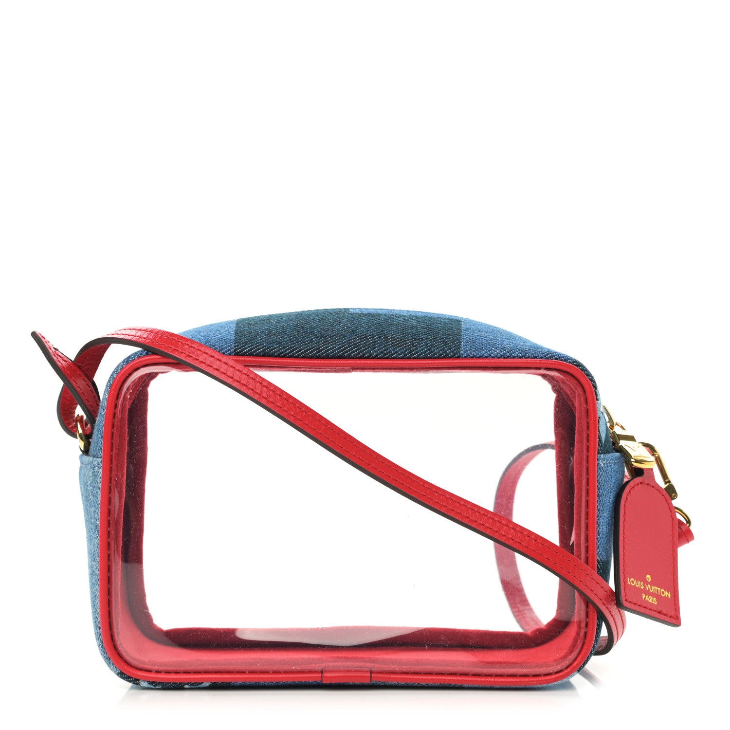 Louis Vuitton Denim Damier Monogram Patchwork PVC Beach Pouch Blue Rouge 1 of 9