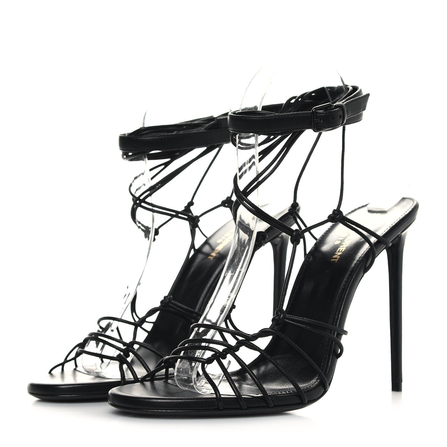 Saint Laurent Robin Zig Zag Heels Sandals 40 Black 3 of 8
