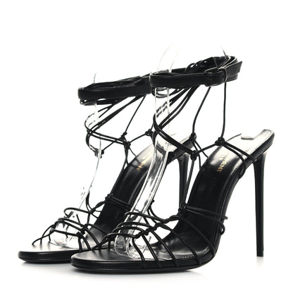 Saint Laurent Robin Zig Zag Heels Sandals 40 Black 3 of 8