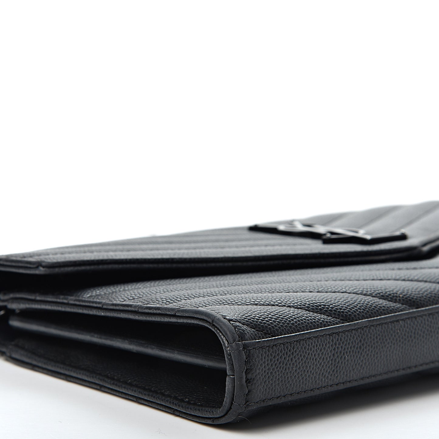 Grain De Poudre Matelasse Chevron Monogram Chain Wallet Black