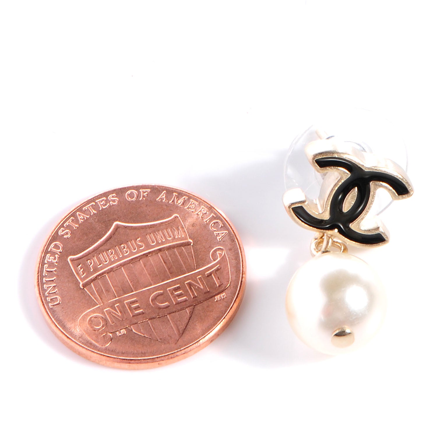 Chanel Pearl Enamel CC Drop Earrings Black 2 of 4