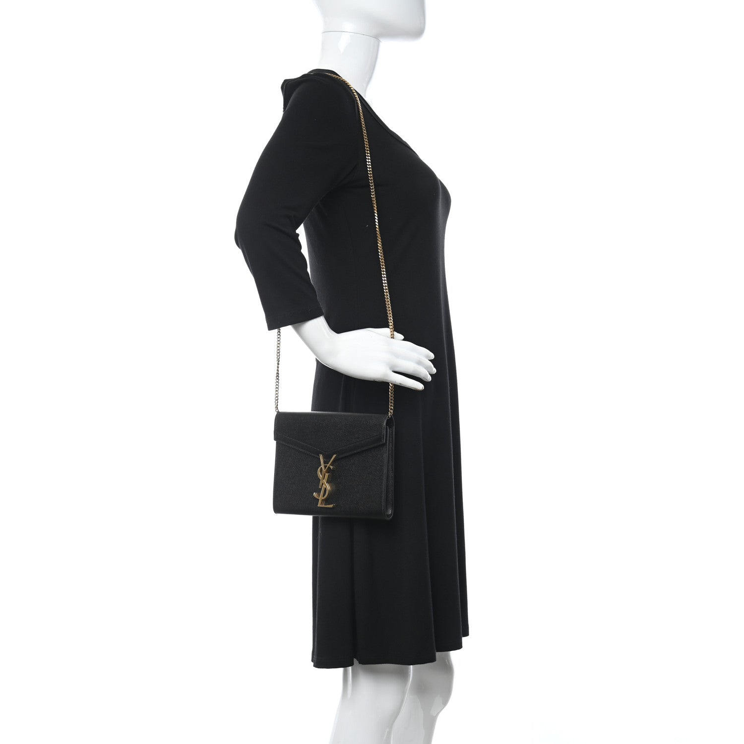 Saint Laurent Grain De Poudre Monogram Cassandra Clasp Bag Black 2 of 10