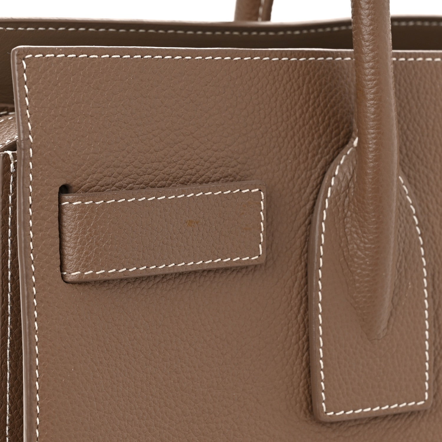 Saint Laurent Grained Calfskin Topstitch Small Classic Sac De Jour Taupe 13 of 16