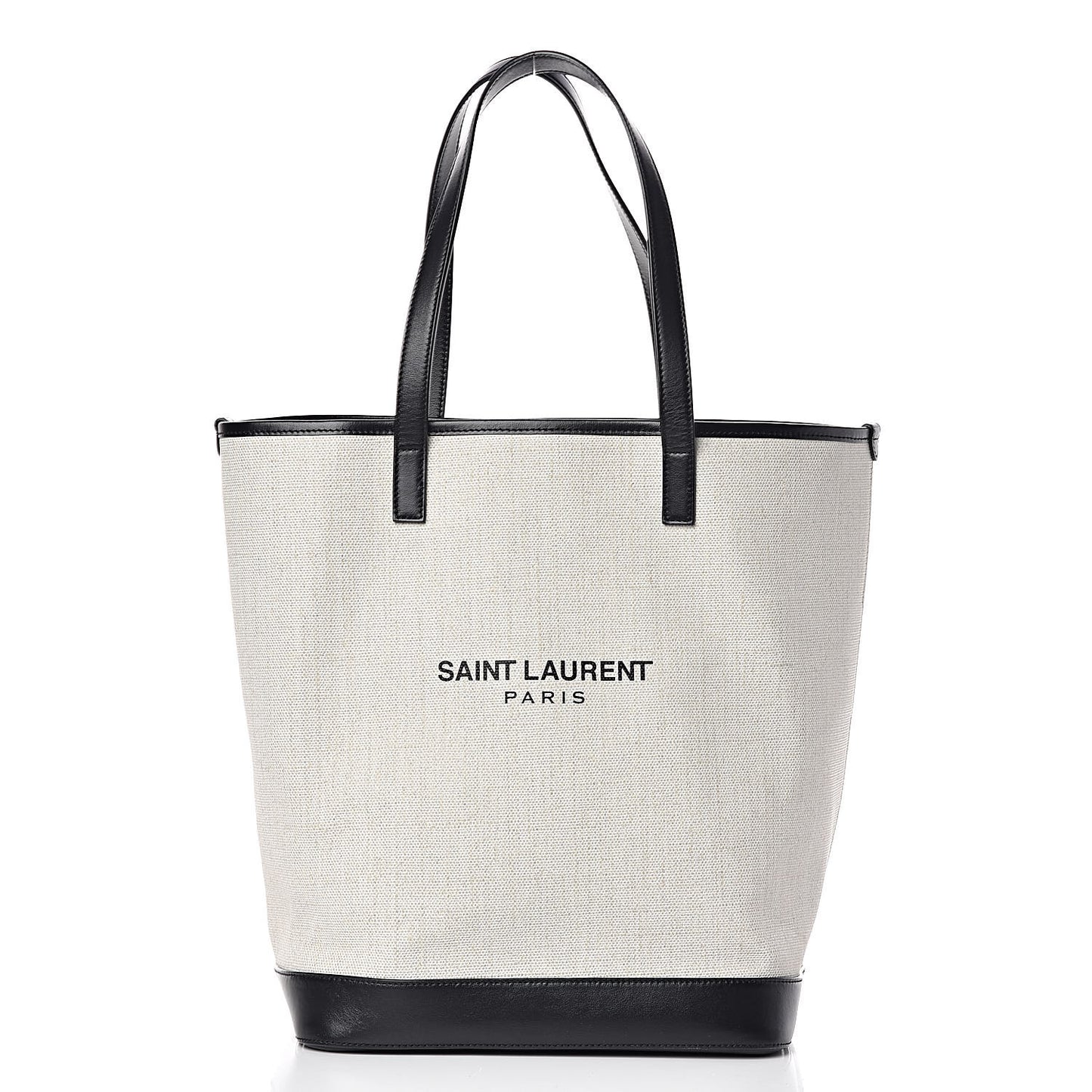Canvas Calfskin Teddy Drawstring Shopping Tote White Black