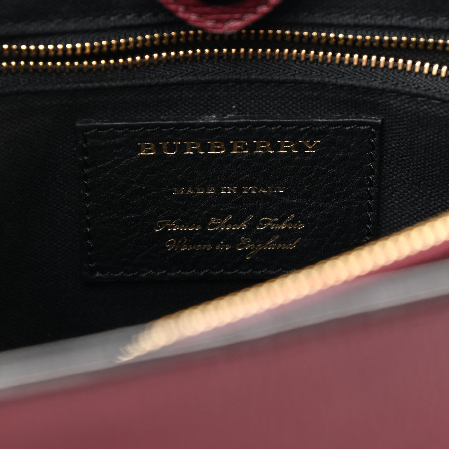 Burberry Grainy Calfskin House Check Medium Banner Tote Mahogany Red 6 of 10