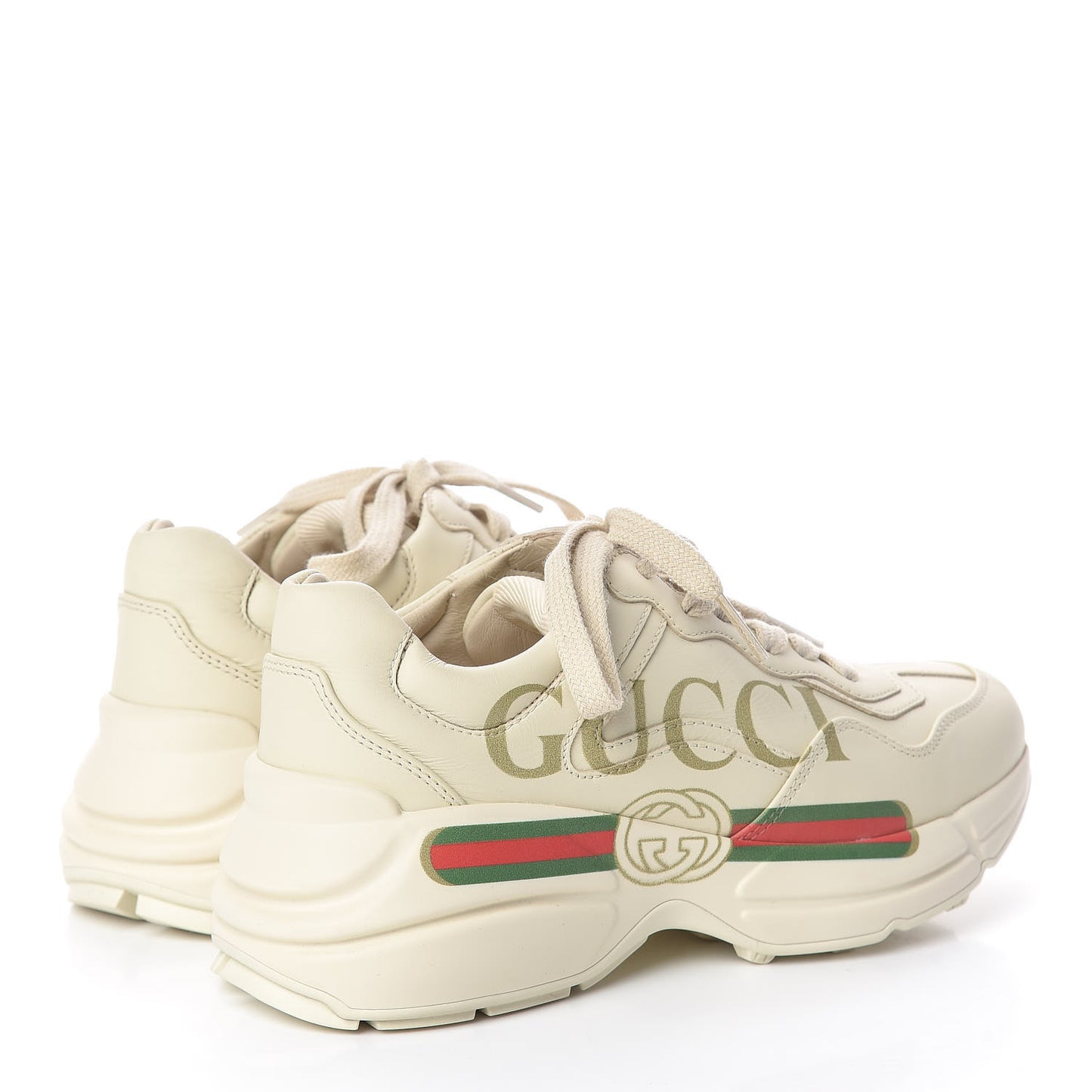 Calfskin Logo Womens Rhyton Sneakers 34.5 Ivory