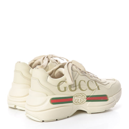 Gucci Calfskin Logo Womens Rhyton Sneakers 34.5 Ivory 4 of 8