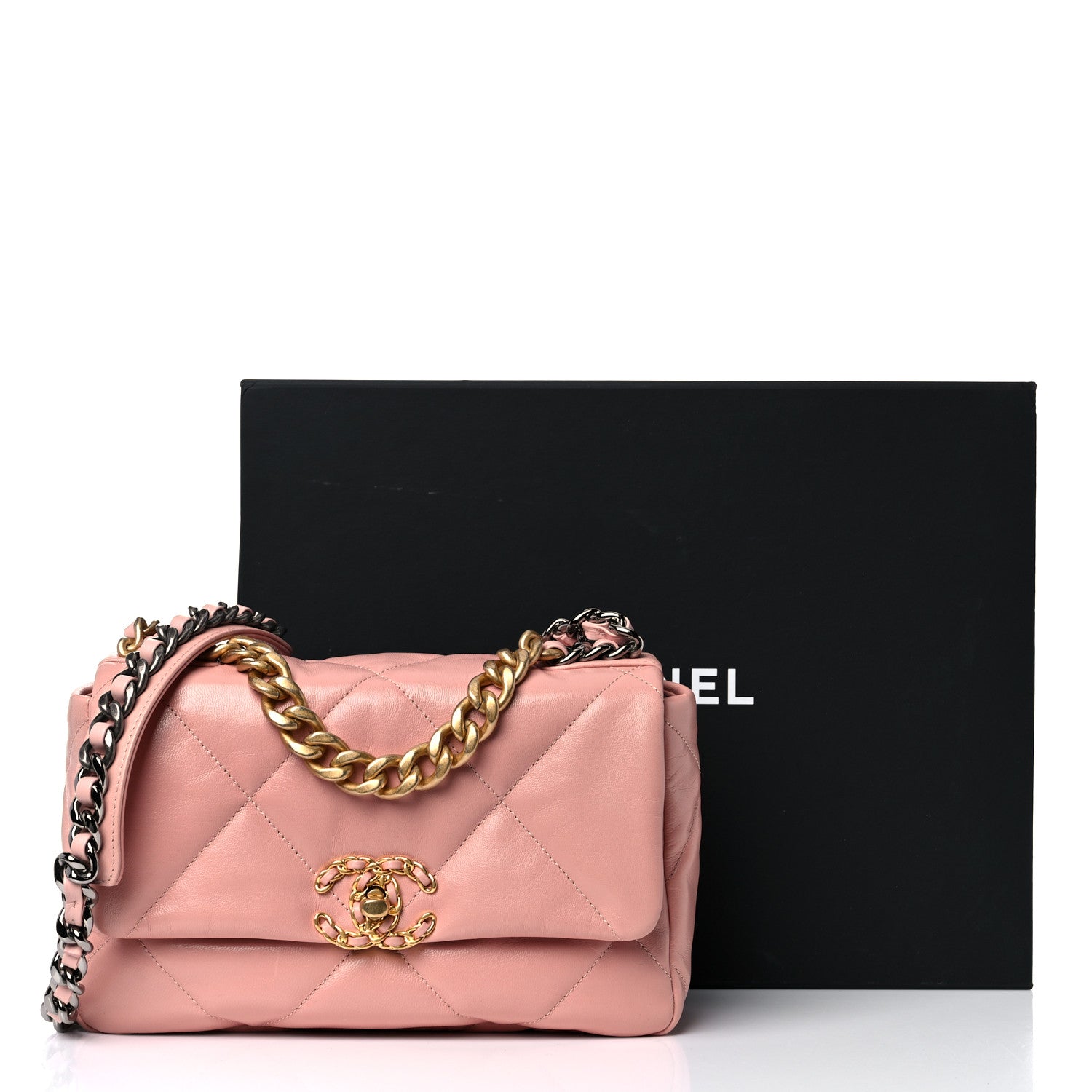 Chanel Goatskin Quilted Medium Chanel 19 Flap Light Pink 10 of 10