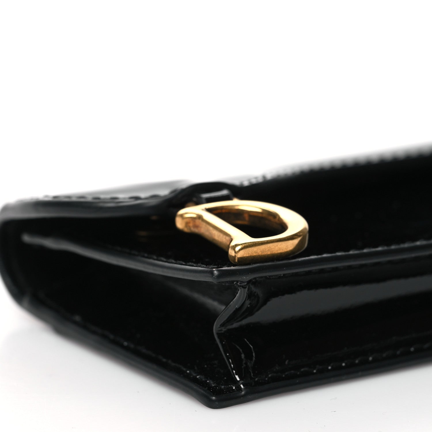 Christian Dior Patent Calfskin Saddle Card Holder Black 9 of 10