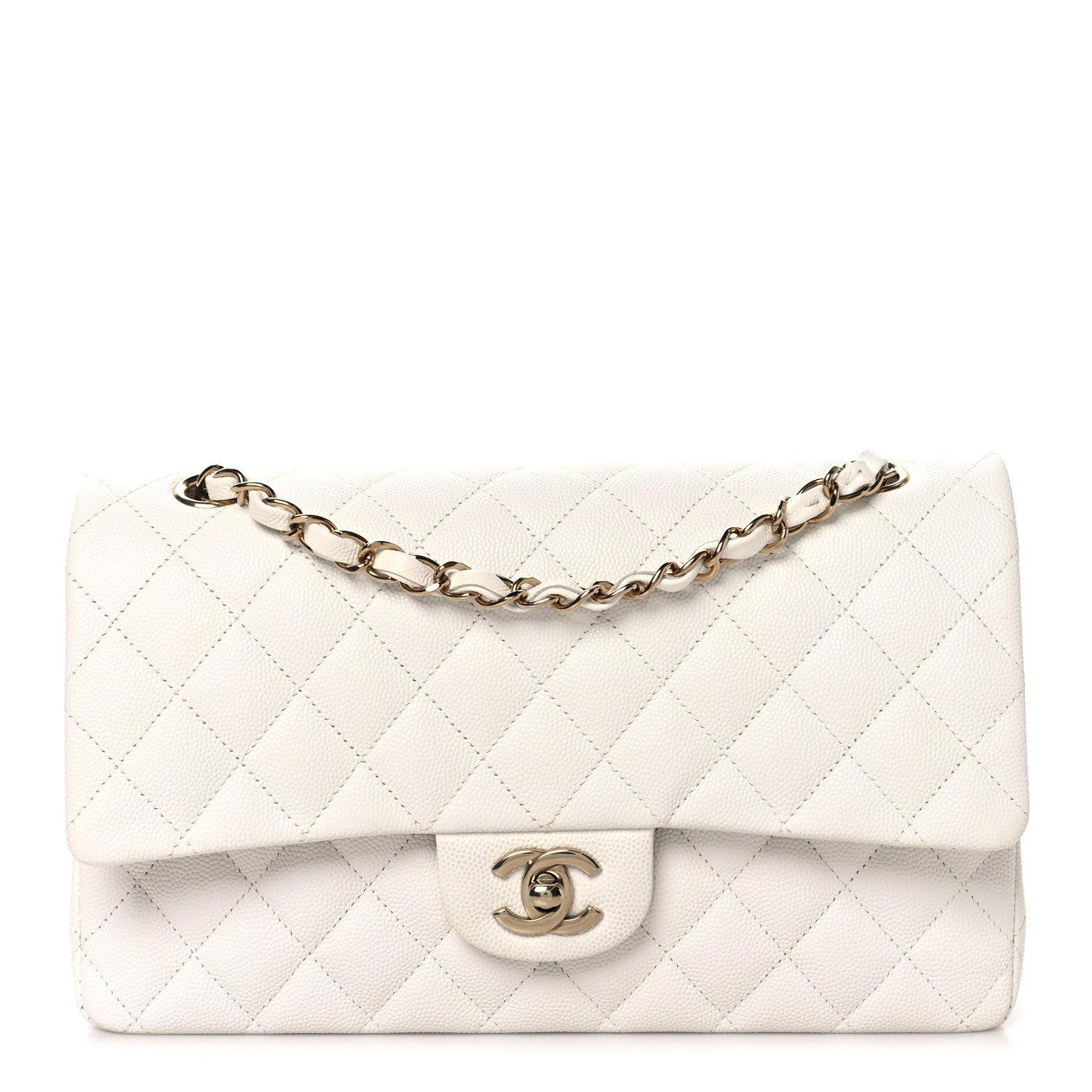 Chanel Caviar Quilted Medium Double Flap White 1 of 11