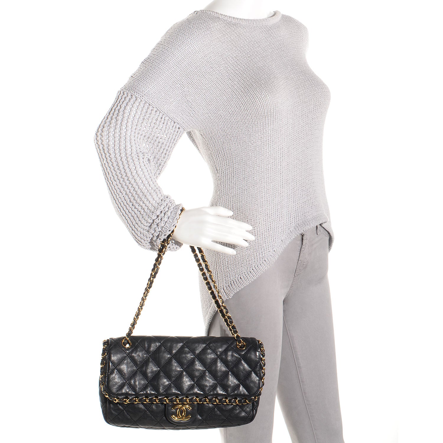 Chanel Calfskin Chain Me Medium Flap Black 2 of 7