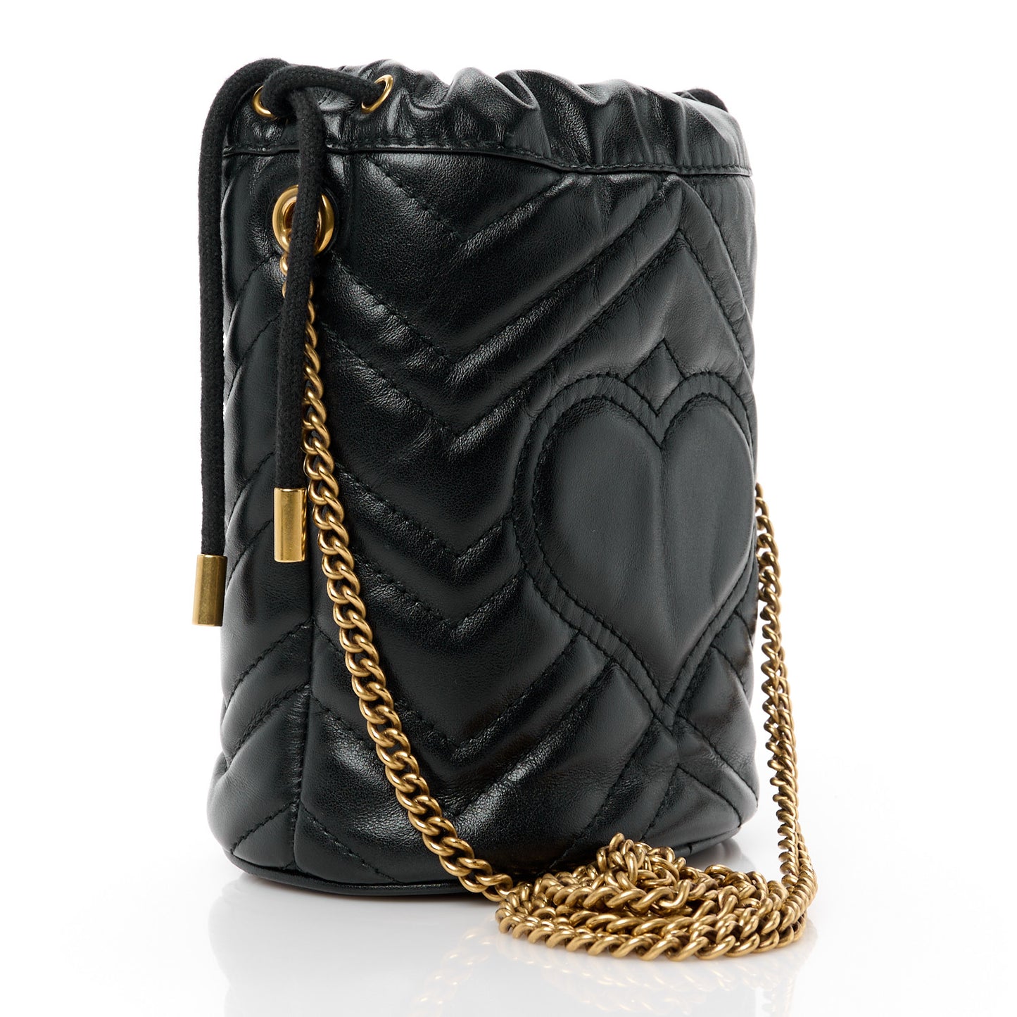 Calfskin Matelasse Mini GG Marmont 2.0 Bucket Bag Black