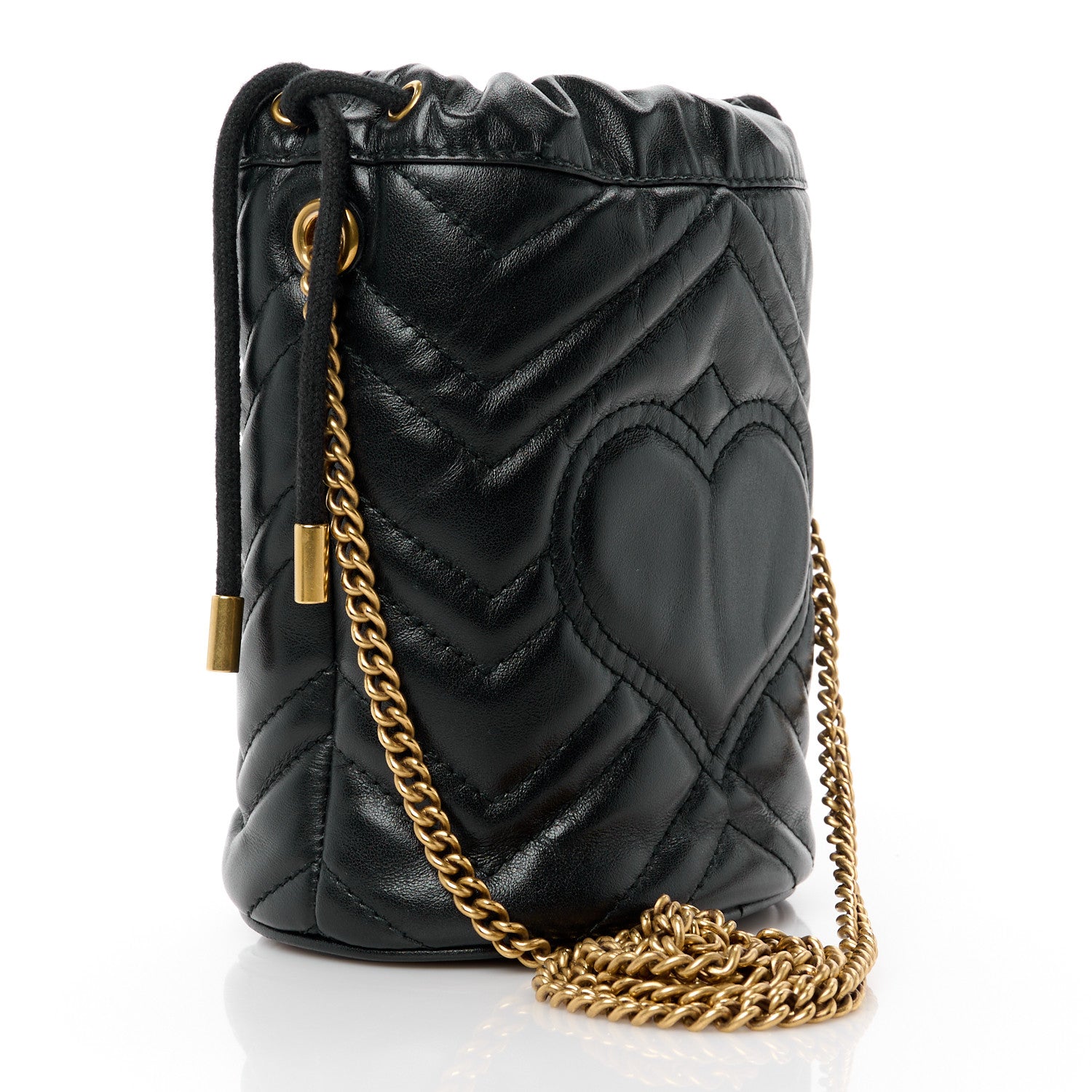 Gucci Calfskin Matelasse Mini GG Marmont 2.0 Bucket Bag Black 3 of 12