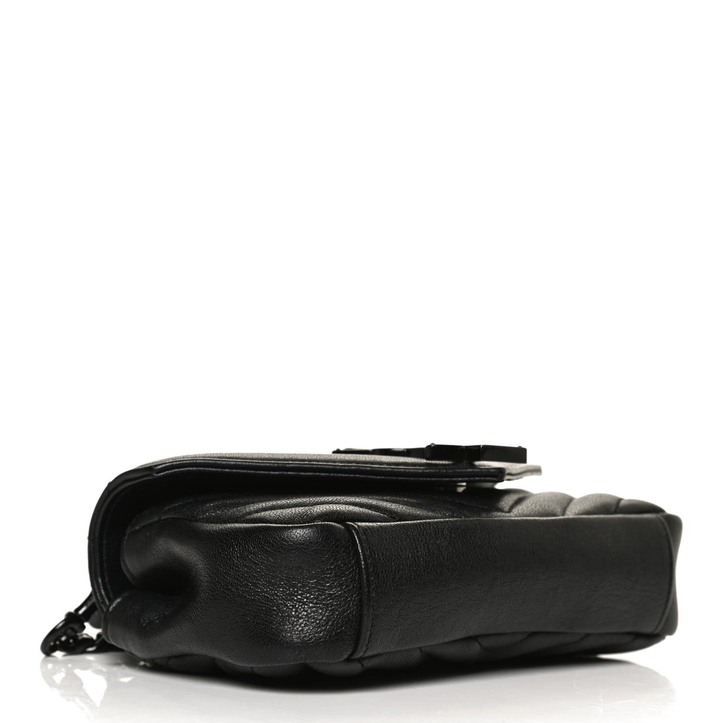 Sheepskin Matelasse Chevron Monogram Classic Baby Chain Bag Black