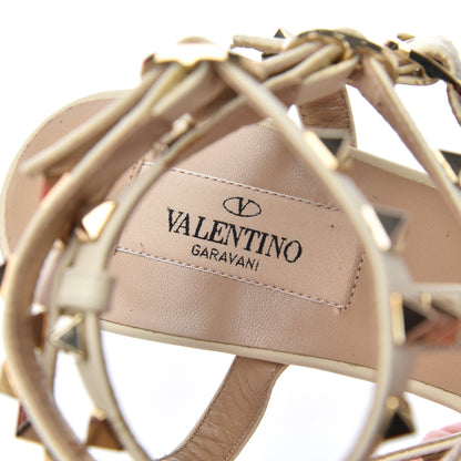 Valentino Garavani Lizard Rockstud Ankle Strap Low Heel Pumps 37 Ivory 7 of 11