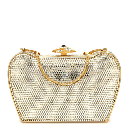 Judith Leiber Swarovski Crystal Minaudiere Clutch Gold Silver 3 of 11