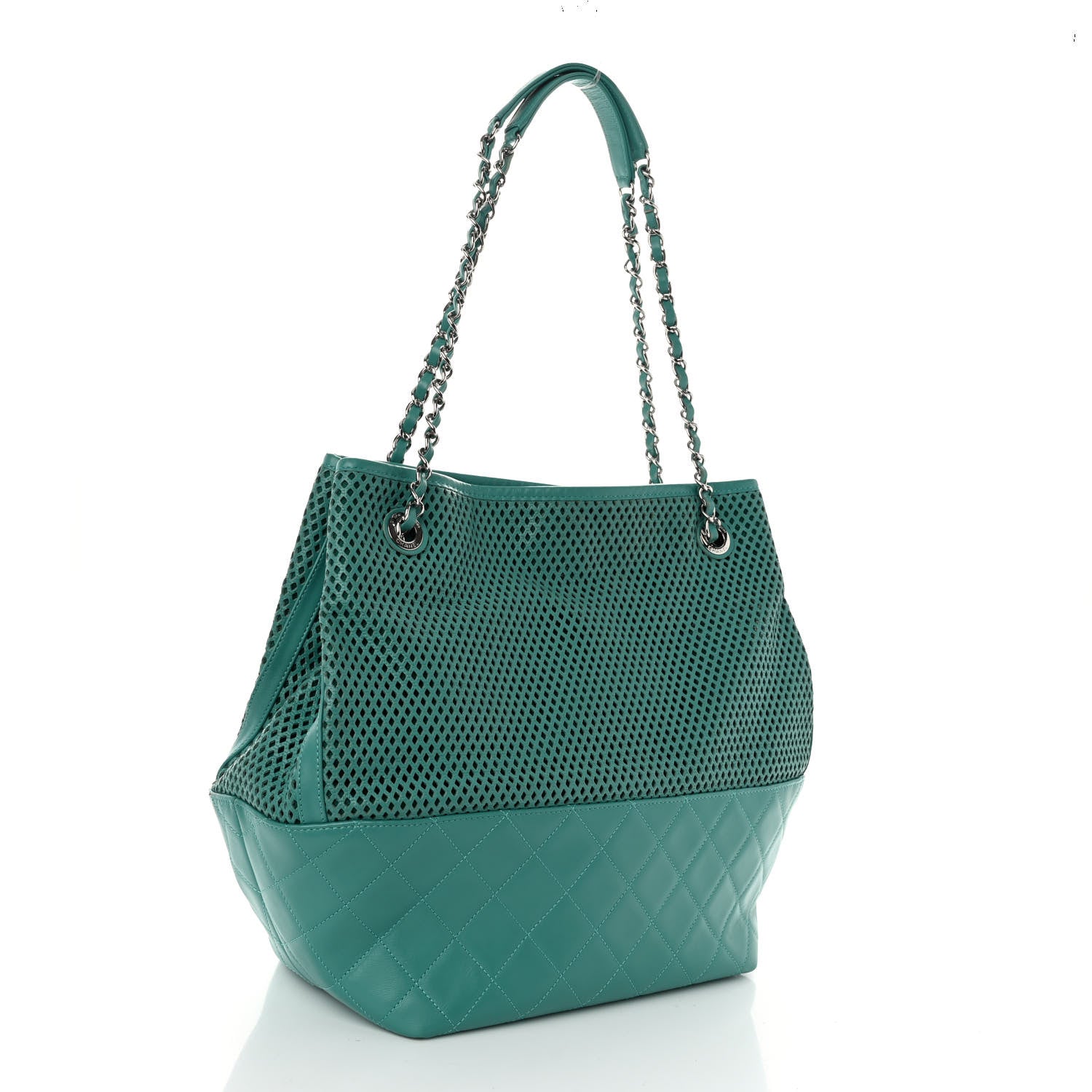 Chanel Calfskin Perforated Up In The Air North South Tote Green 3 of 11