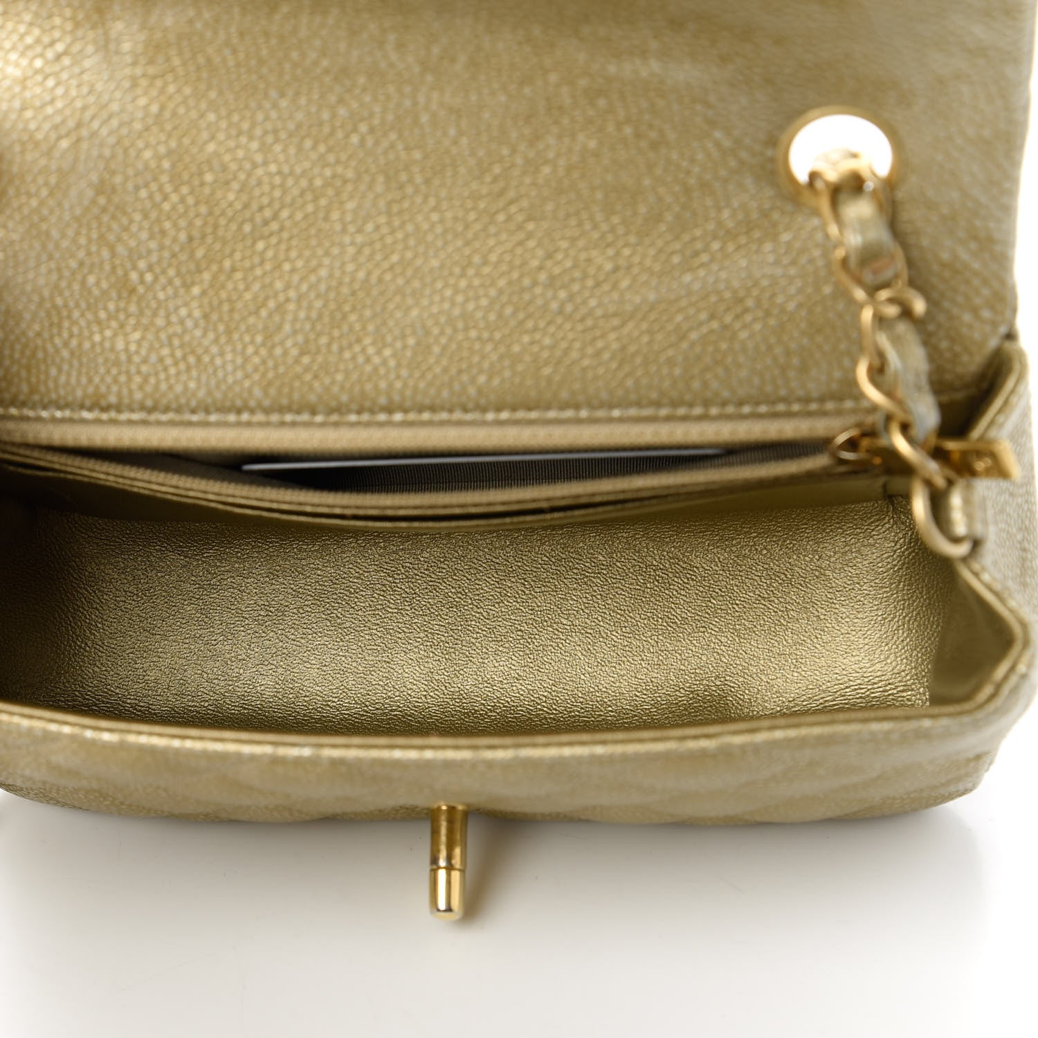 Chanel Metallic Caviar Quilted Mini Rectangular Flap Gold 5 of 11
