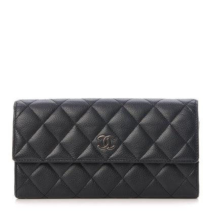 Chanel Caviar Quilted Large Gusset Flap Wallet Black 1 of 9