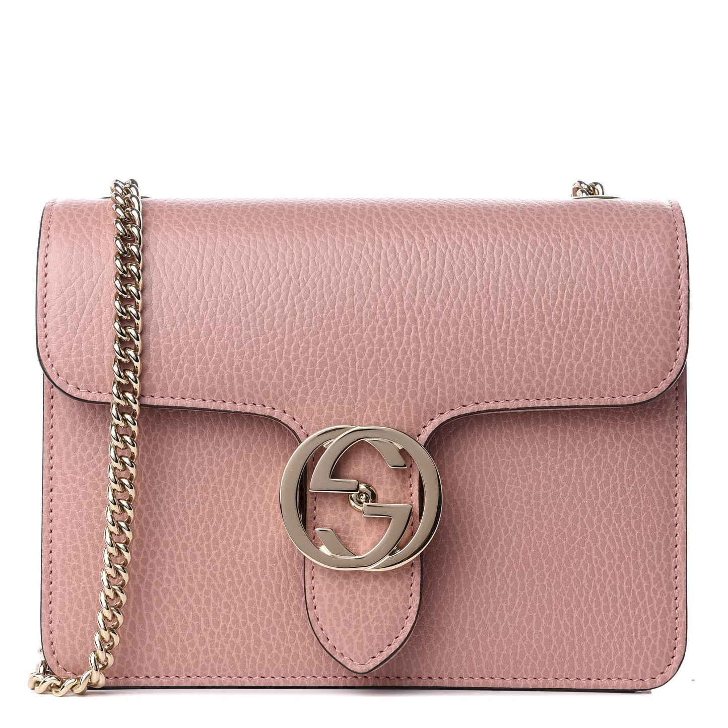 Dollar Calfskin Small Interlocking G Shoulder Bag Soft Pink