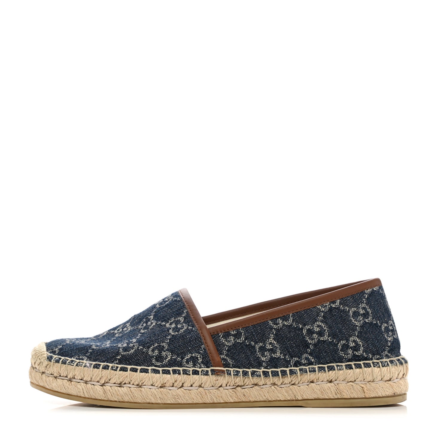 Denim GG Monogram Espadrilles 39.5 Blue Tea Cuir