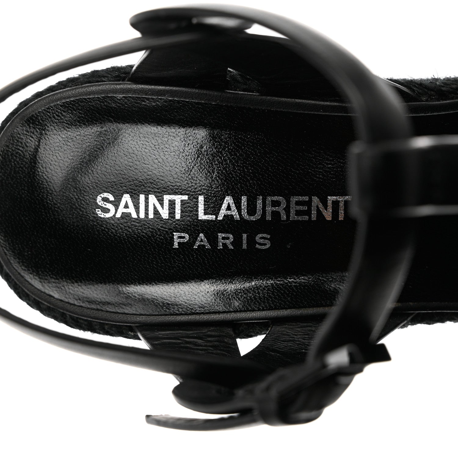 Saint Laurent Calfskin Tribute 95 Platform Espadrille Wedge Sandals 36 Black 6 of 11