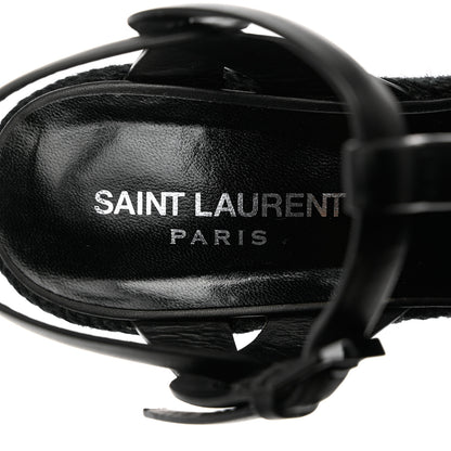 Saint Laurent Calfskin Tribute 95 Platform Espadrille Wedge Sandals 36 Black 6 of 11