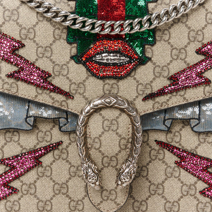 Gucci GG Supreme Monogram Lightning Embroidered Medium Dionysus Shoulder Bag Beige 8 of 12