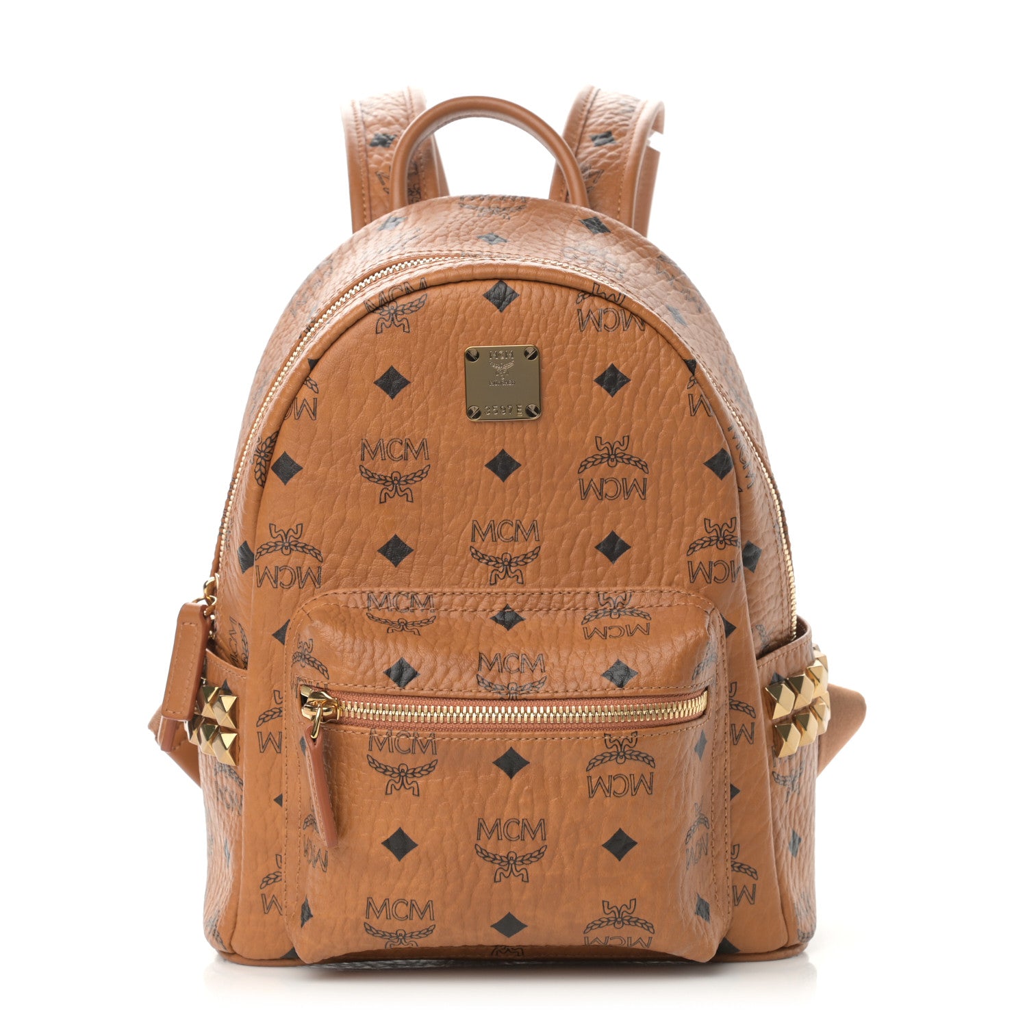 MCM Visetos Side Stud Mini Stark Backpack Cognac 1 of 12