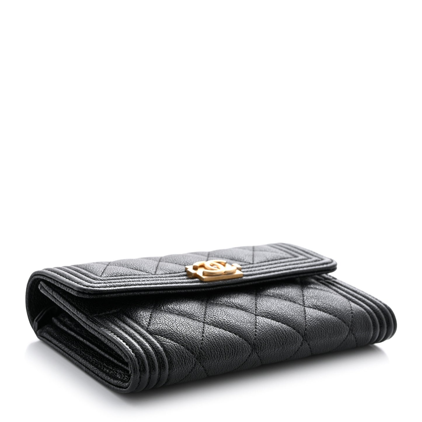 Caviar Quilted Medium Boy Flap Wallet Black