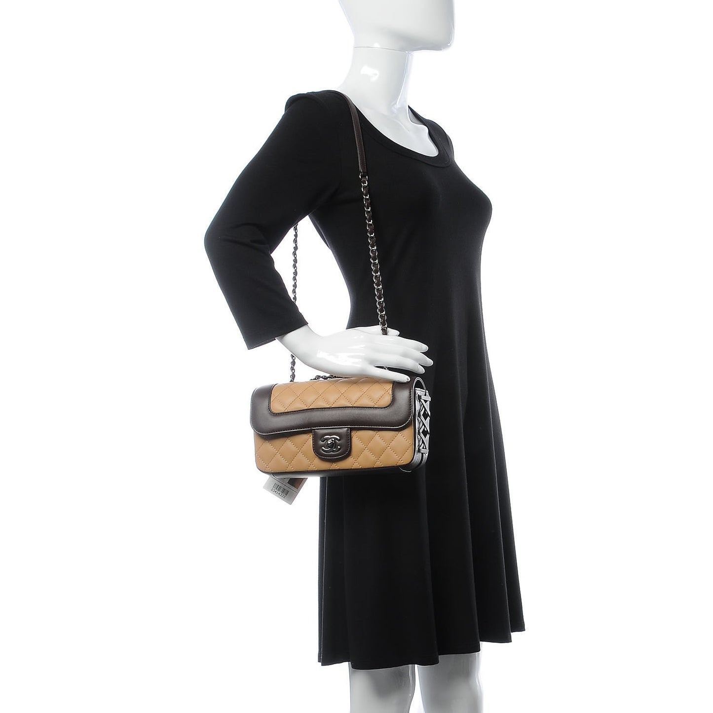 Calfskin Quilted Small Coco Corset Flap Brown Beige