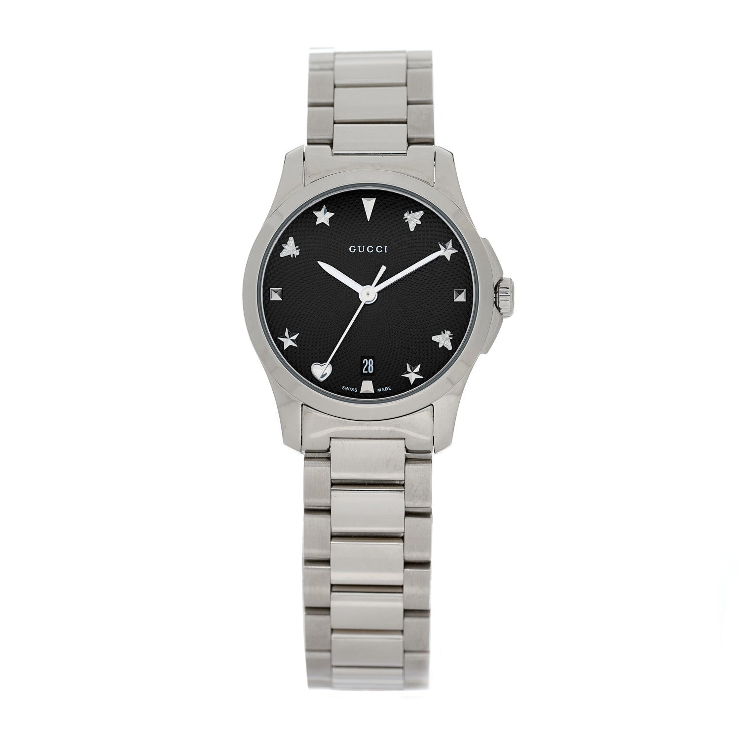 Gucci Stainless Steel 27mm G-Timeless Charm Quartz Watch Black 2 of 5