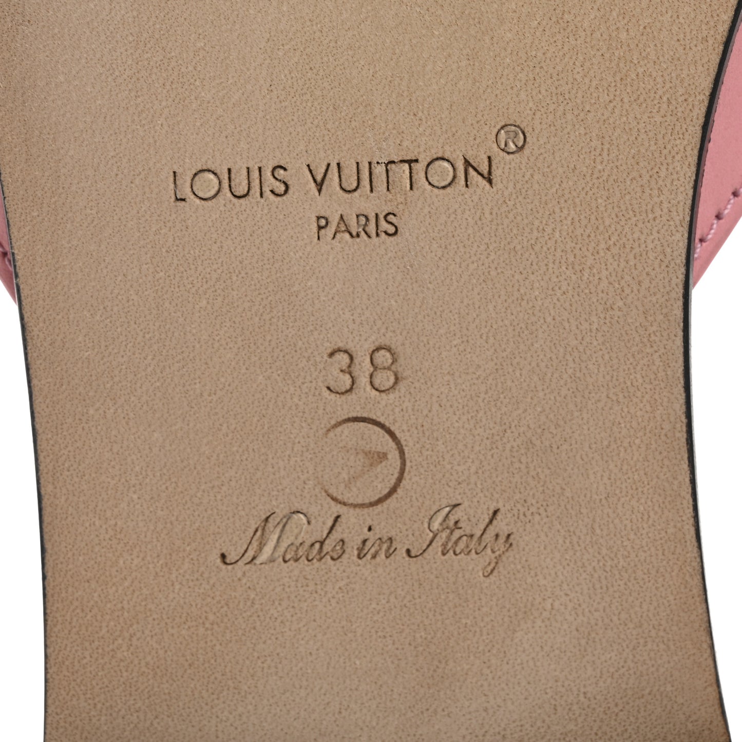 Calfskin LV Isola Flat Sandals 38 Pink