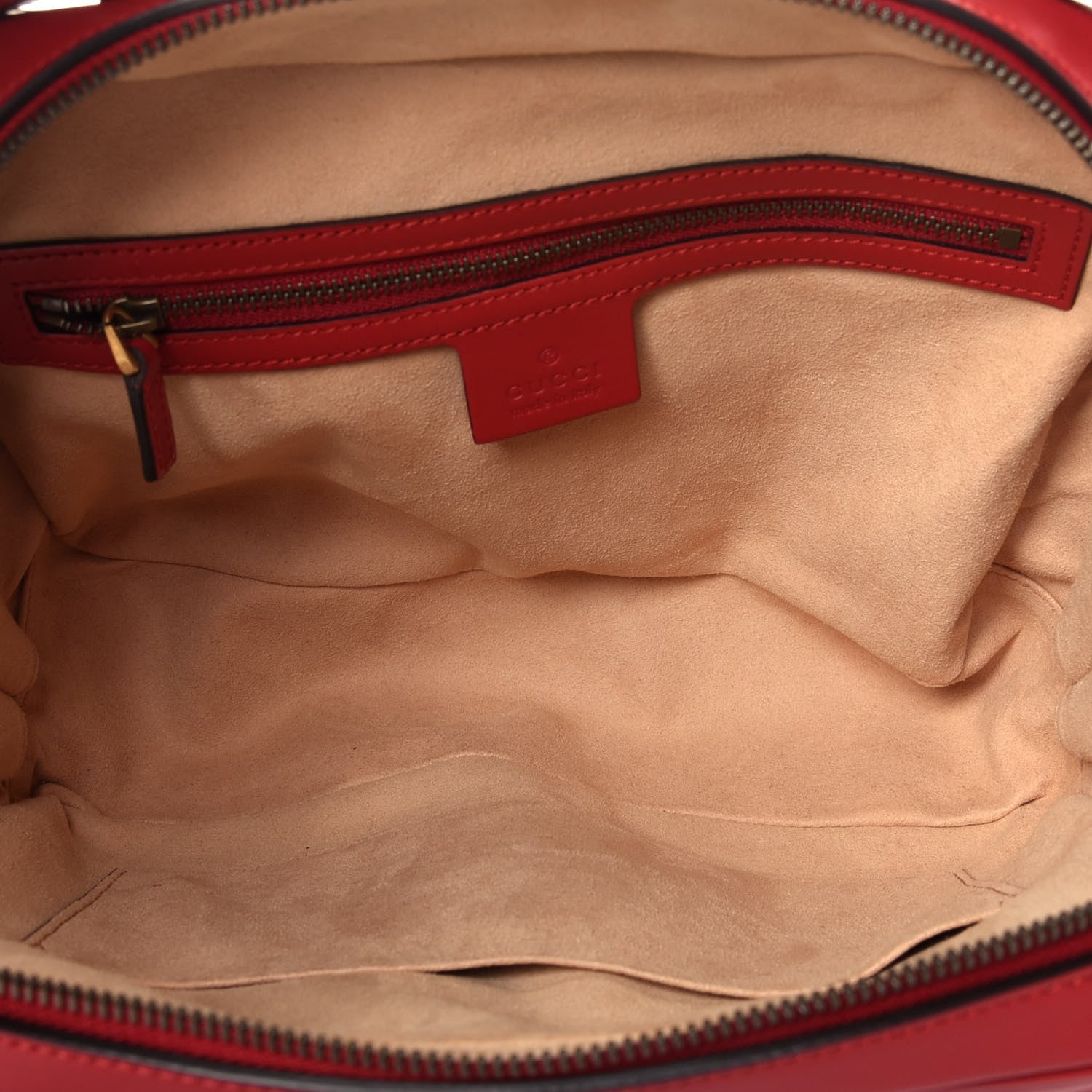 Gucci Calfskin Matelasse Sylvie Web Small GG Marmont Top Handle Shoulder Bag Hibiscus Red 5 of 9