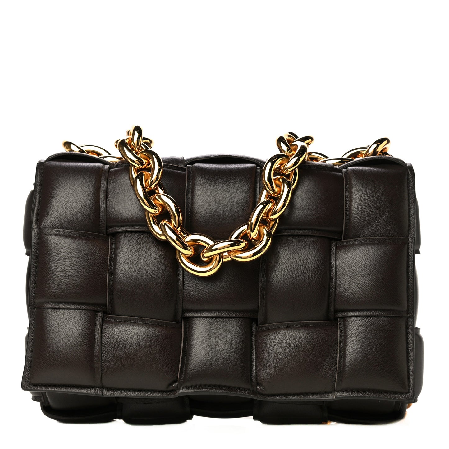 Lambskin Maxi Intreccio Padded Chain Cassette Crossbody Bag Black