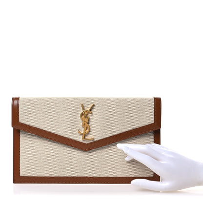Saint Laurent Canvas Uptown Pouch Natural Beige Brick 2 of 7