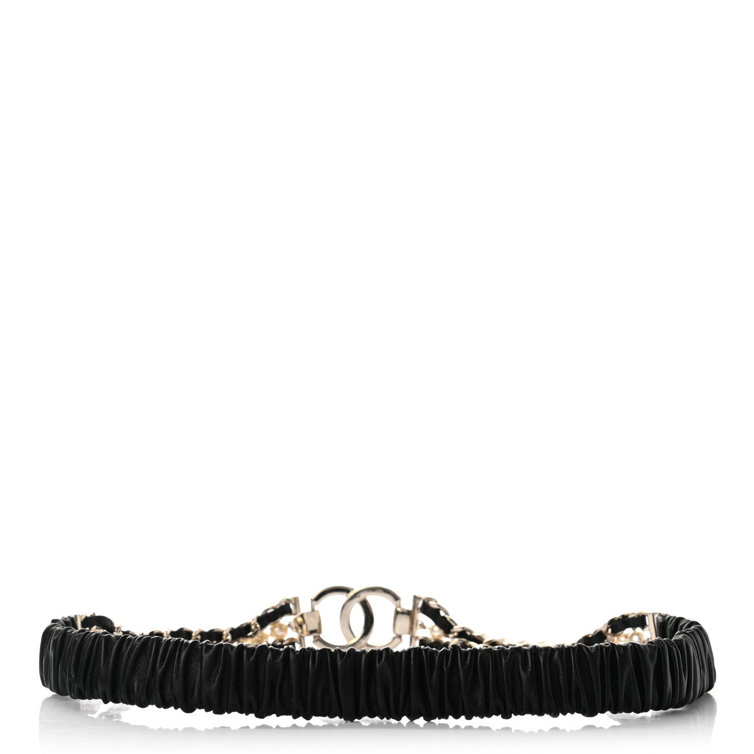 Chanel Lambskin CC Pearl Chain Belt 70 28 Black 2 of 3