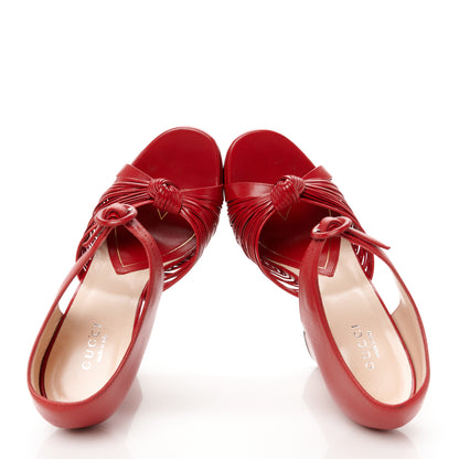 Gucci Nappa Crawford Knotted Strap Platform 37 Hibiscus Red 2 of 8
