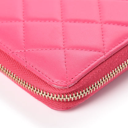 Chanel Lambskin Quilted Large Zip Around Organizer Wallet Dark Pink 7 of 14