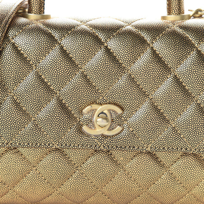 Chanel Metallic Caviar Quilted Mini Coco Handle Flap Gold 9 of 10