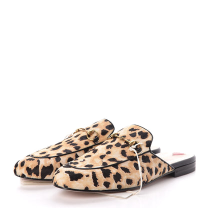 Gucci Calf Hair Leopard Print Womens Princetown Slippers 38.5 Naturale Black 3 of 8
